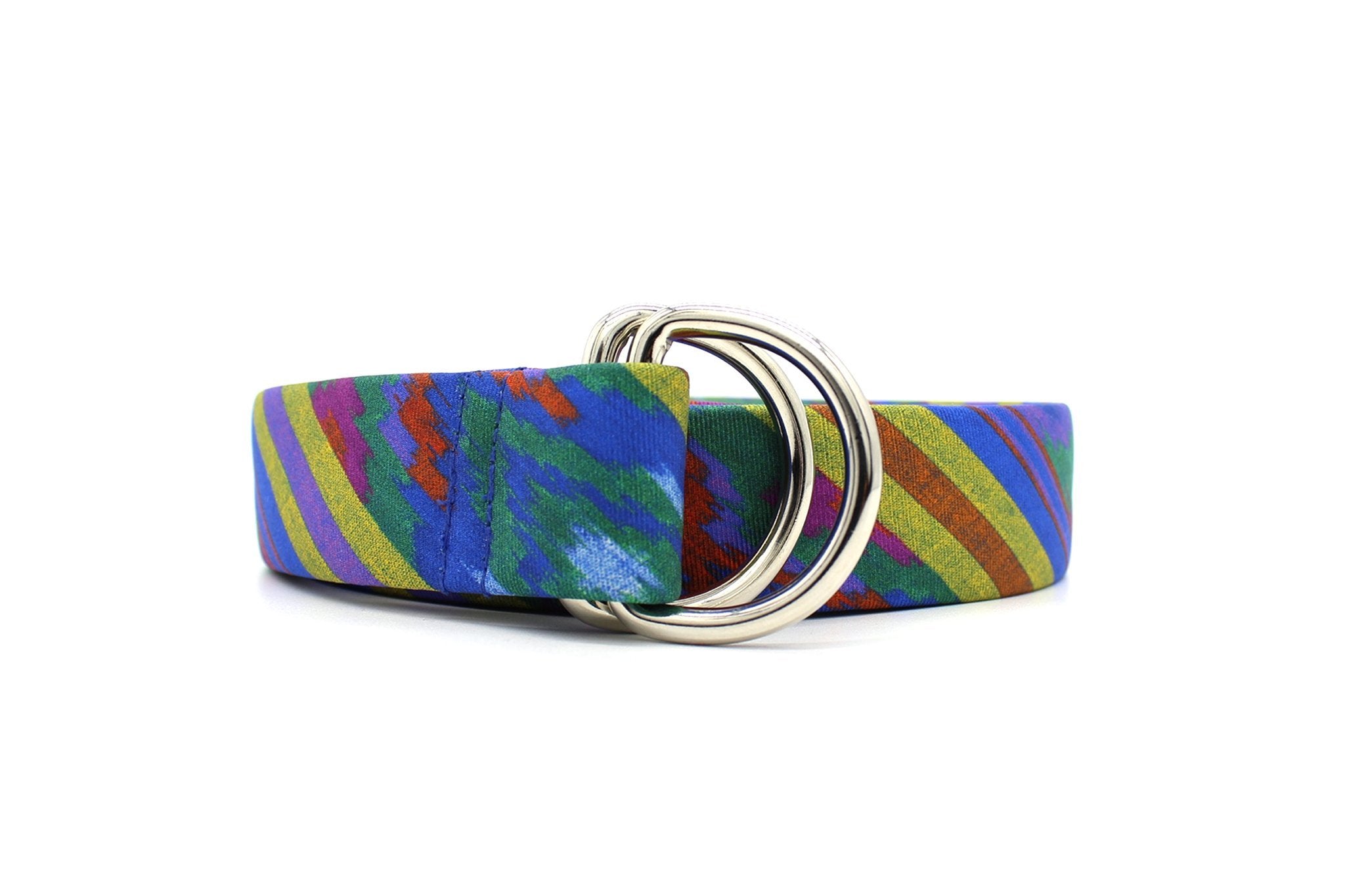 KRAGÜ ETHNO RAINBOW SPLASH - KRAGÜ GÜRTEL AUS SEIDE MIT SILBERNER GÜRTELSCHNALLE. DAS MODISCHE ACCESSOIRE. AUFFÄLLIG, STYLISCH UND MODERN.