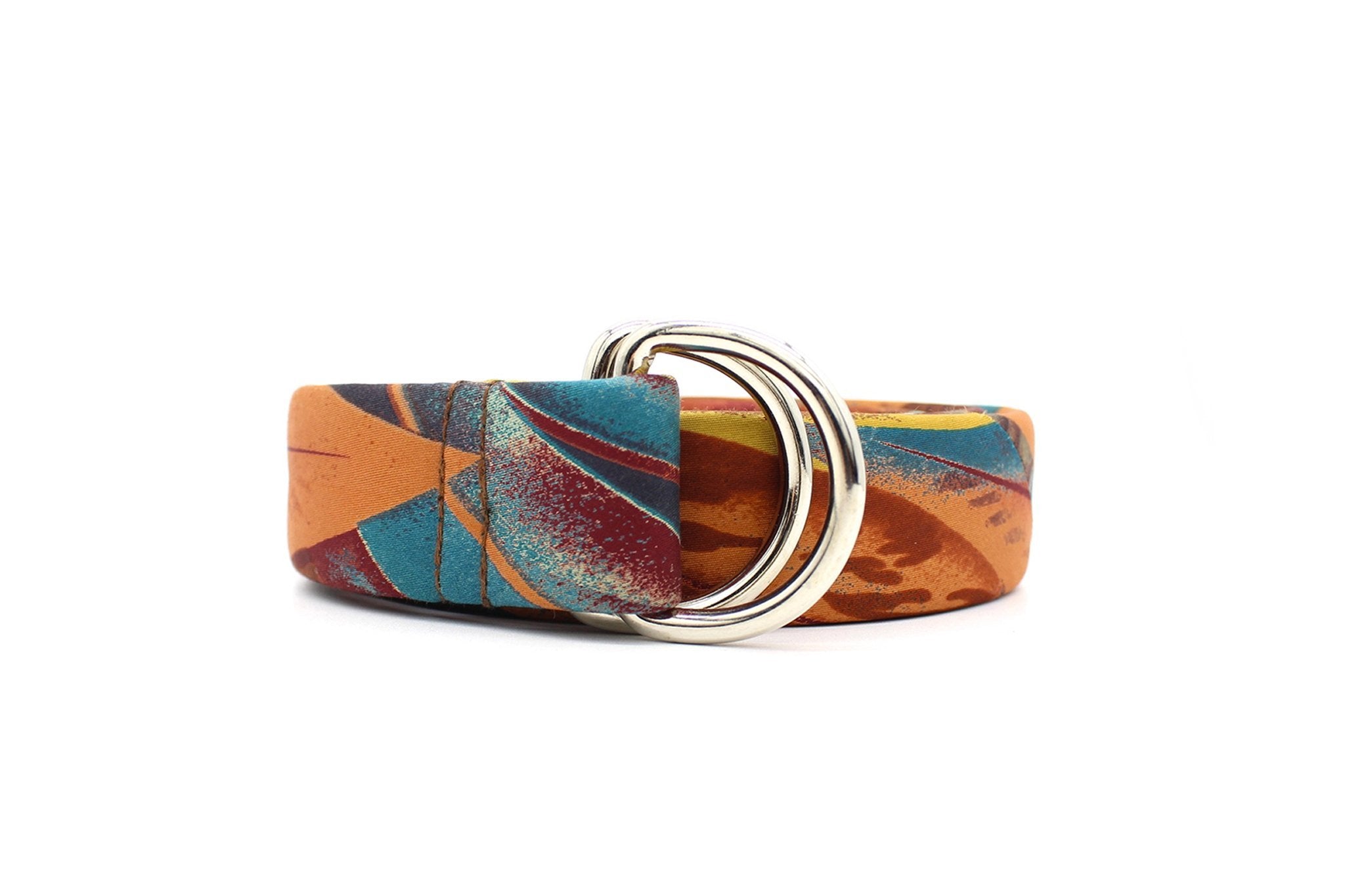 KRAGÜ HUMAN PHANTASY MULTICOLOR - KRAGÜ GÜRTEL AUS SEIDE MIT SILBERNER GÜRTELSCHNALLE. DAS MODISCHE ACCESSOIRE. AUFFÄLLIG, STYLISCH UND MODERN.