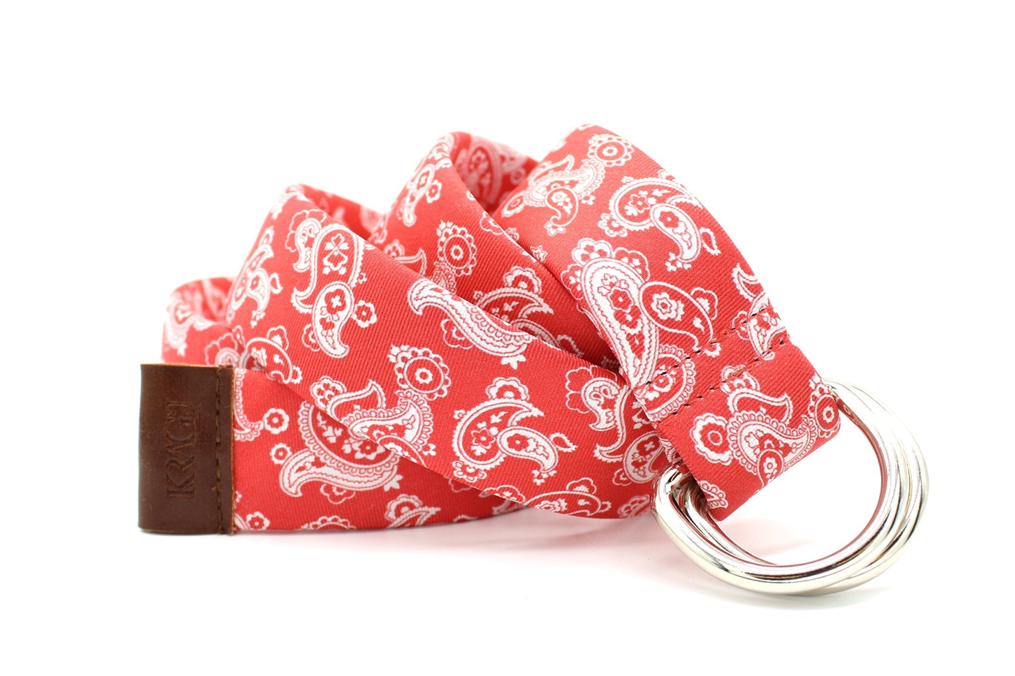 KRAGÜ PAISLEY RED X WHITE - KRAGÜ GÜRTEL AUS SEIDE MIT SILBERNER GÜRTELSCHNALLE. DAS MODISCHE ACCESSOIRE. AUFFÄLLIG, STYLISCH UND MODERN.