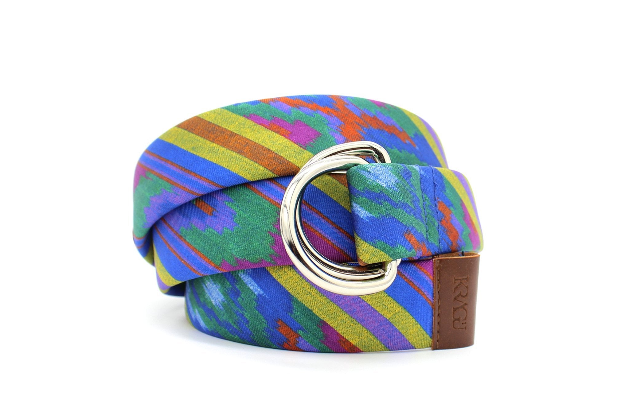 KRAGÜ ETHNO RAINBOW SPLASH - KRAGÜ GÜRTEL AUS SEIDE MIT SILBERNER GÜRTELSCHNALLE. DAS MODISCHE ACCESSOIRE. AUFFÄLLIG, STYLISCH UND MODERN.