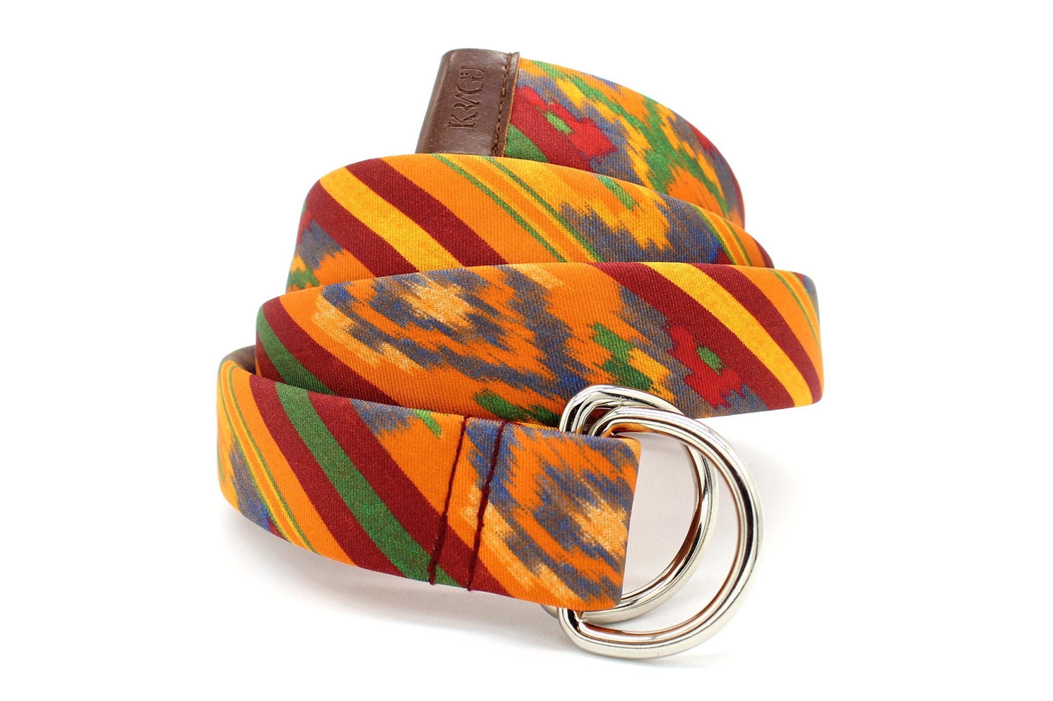 KRAGÜ ETHNO THALIA ORANGE - KRAGÜ GÜRTEL AUS SEIDE MIT SILBERNER GÜRTELSCHNALLE. DAS MODISCHE ACCESSOIRE. AUFFÄLLIG, STYLISCH UND MODERN.