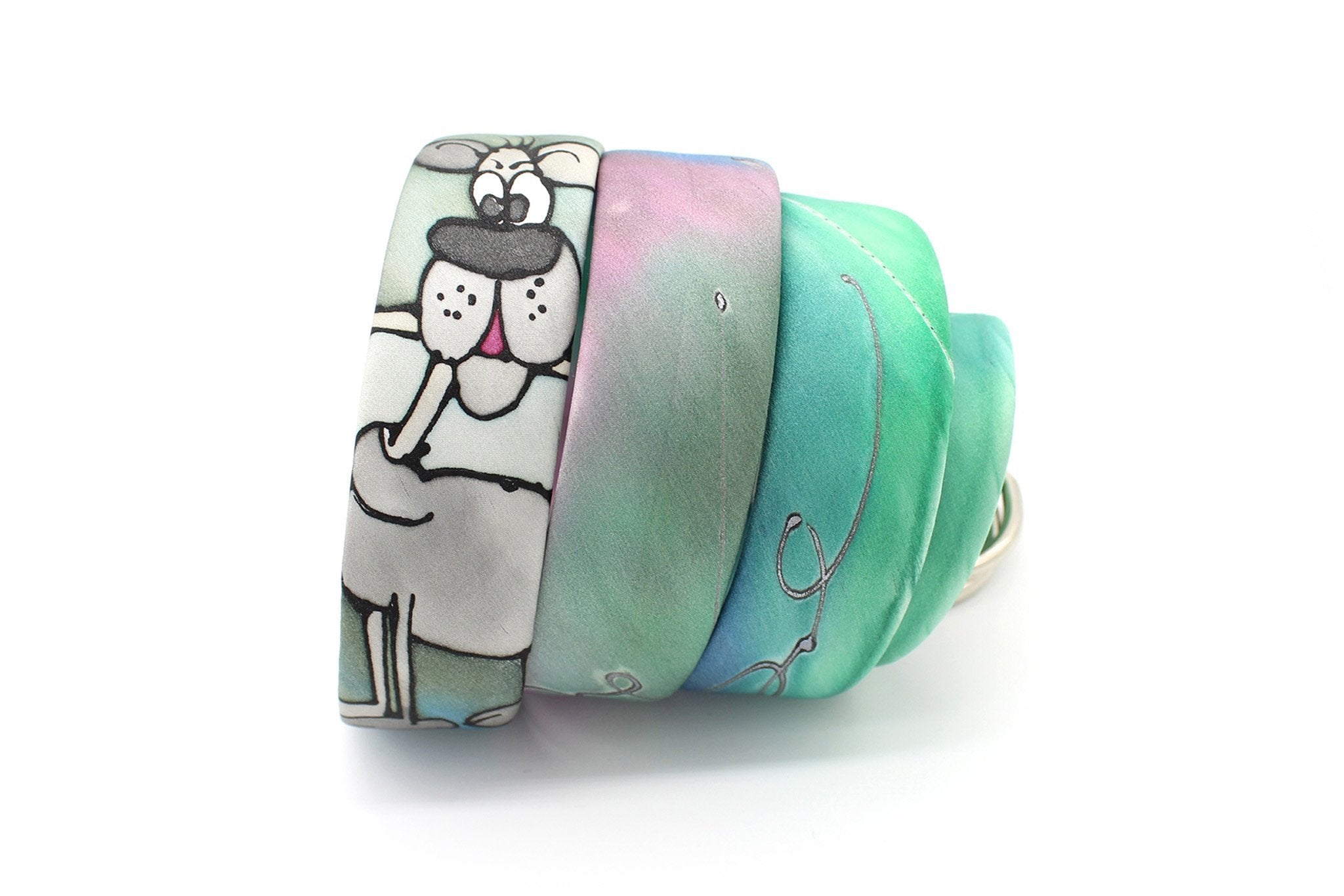 KRAGÜ FUNNY DOG PHANTASY - KRAGÜ GÜRTEL AUS SEIDE MIT SILBERNER GÜRTELSCHNALLE. DAS MODISCHE ACCESSOIRE. AUFFÄLLIG, STYLISCH UND MODERN.