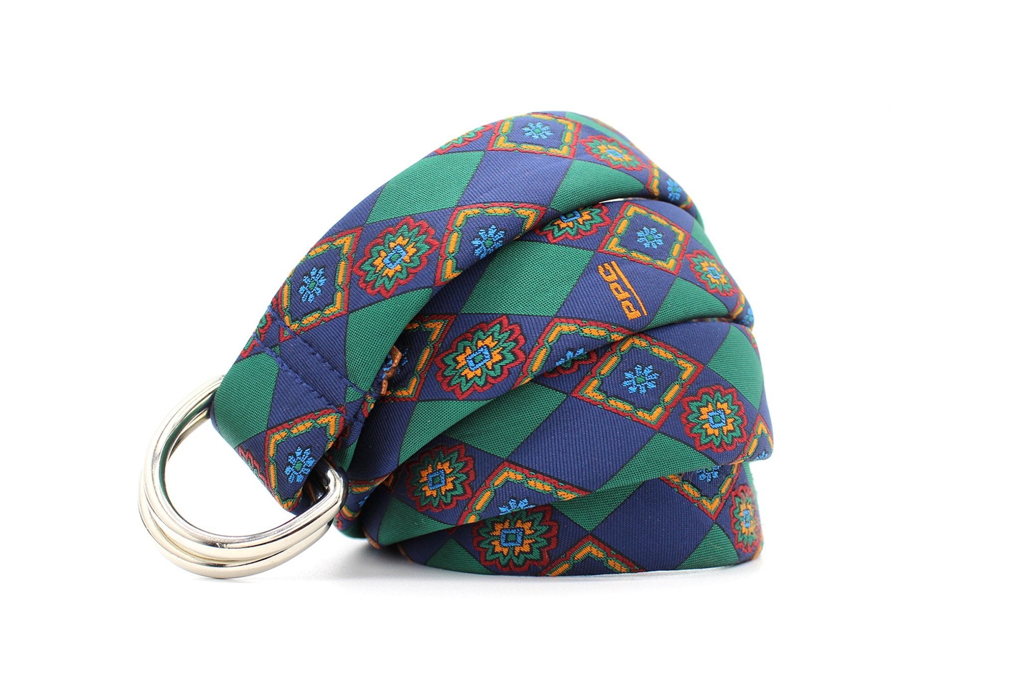 KRAGÜ HIPPIE CHECK GREEN X BLUE - KRAGÜ GÜRTEL AUS SEIDE MIT SILBERNER GÜRTELSCHNALLE. DAS MODISCHE ACCESSOIRE. AUFFÄLLIG, STYLISCH UND MODERN.
