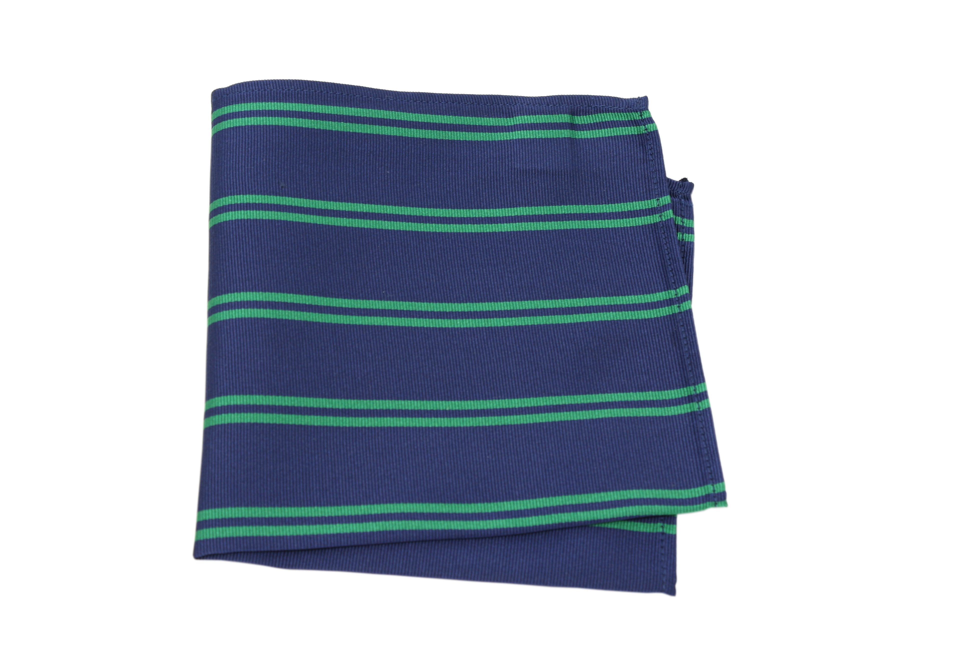 KRAGÜ POCKET SQUARE DOUBLE STRIPE GREEN - KRAGÜ EINSTECKTUCH