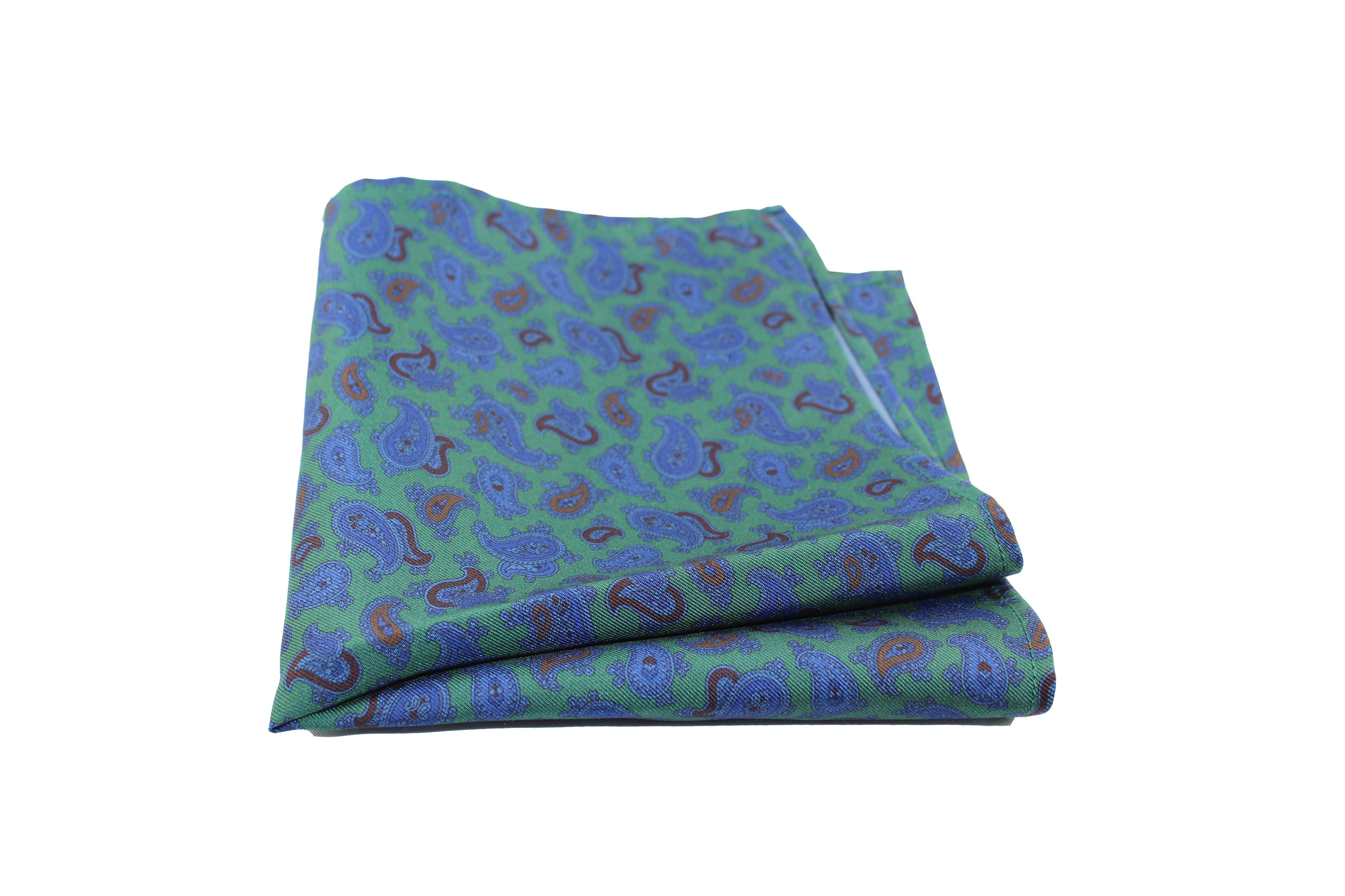 KRAGÜ POCKET SQUARE PAISLEY GREEN FOREST - KRAGÜ EINSTECKTUCH