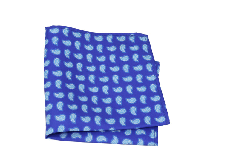 KRAGÜ POCKET SQUARE PAISLEY NEON BLUE - KRAGÜ EINSTECKTUCH