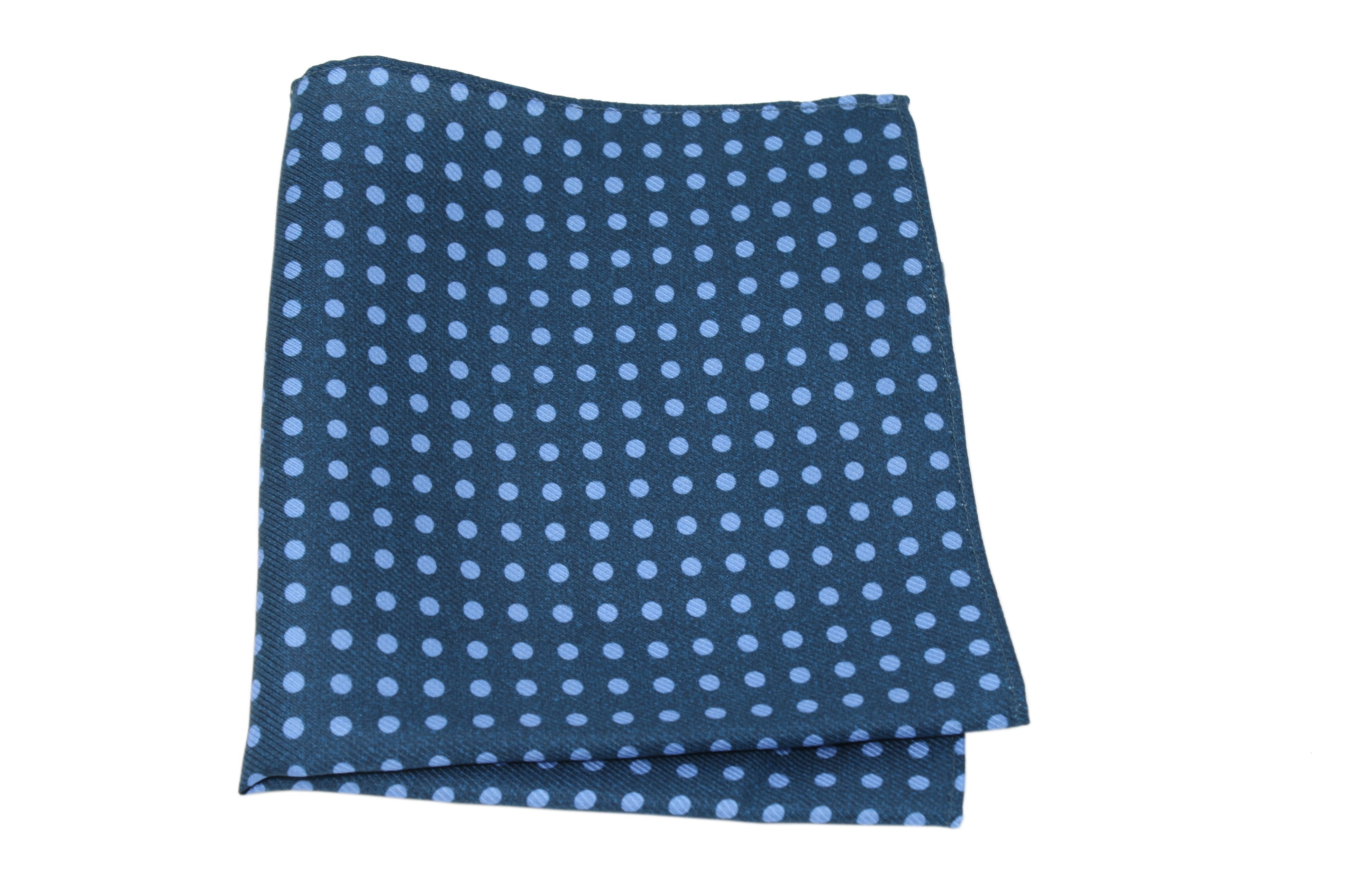 KRAGÜ POCKET SQUARE WHITE DOTS BLUE - KRAGÜ EINSTECKTUCH