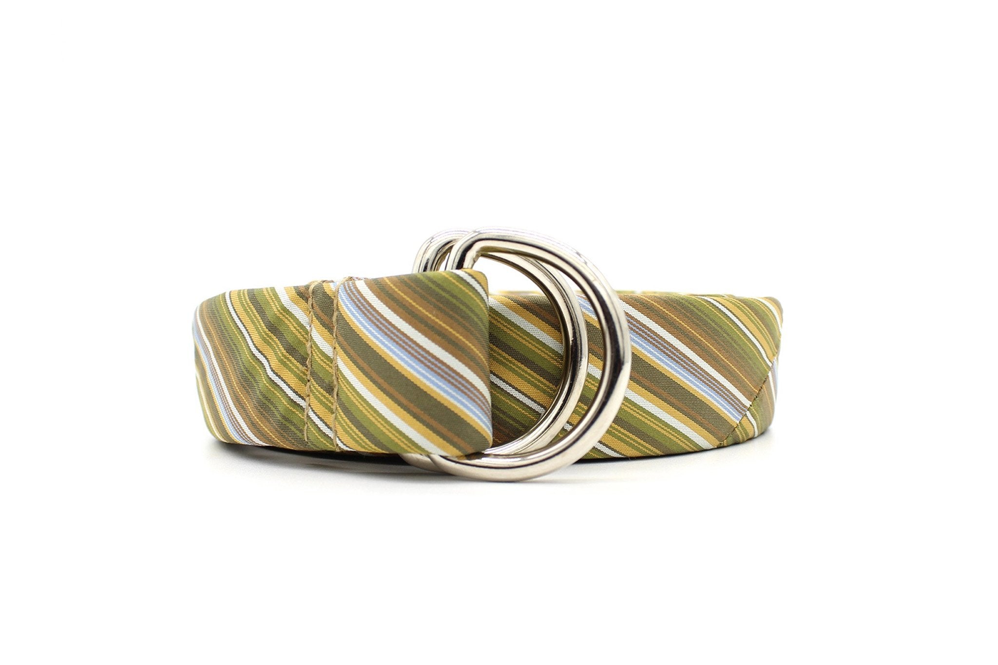 KRAGÜ STRIPES PREPPY GREEN - KRAGÜ GÜRTEL AUS SEIDE MIT SILBERNER GÜRTELSCHNALLE. DAS MODISCHE ACCESSOIRE. AUFFÄLLIG, STYLISCH UND MODERN.